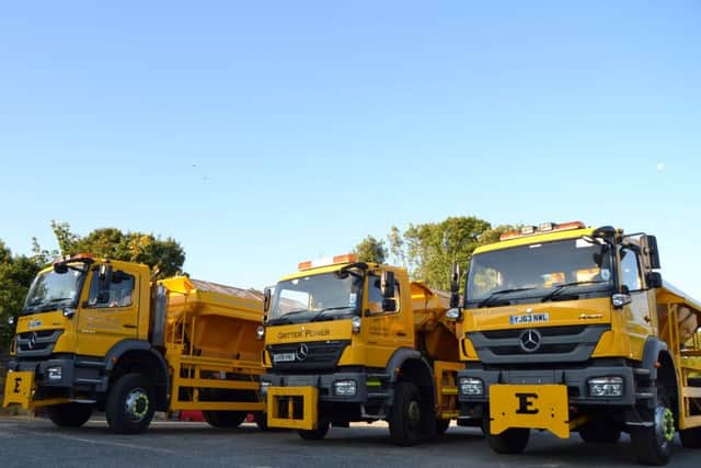 Preparing for winter - some of East Sussex's gritters are put through their paces at Ringmer Depot as part of Operation Snowdrop SUS-150610-152201001