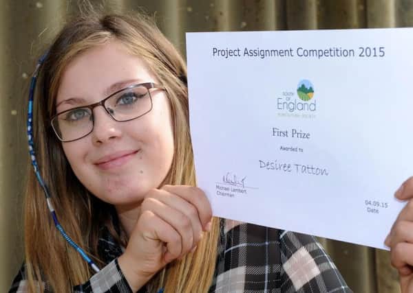 Desiree Tatton was awarded first prize in the Level Two Student Assignment category