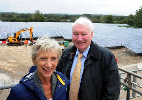 Louise Goldsmith, Leader of West Sussex Country Council and Michael Brown, cabinet member for Finance, at the new Solar Farm in Tangmere.ks1500506-3 SUS-150710-124655008