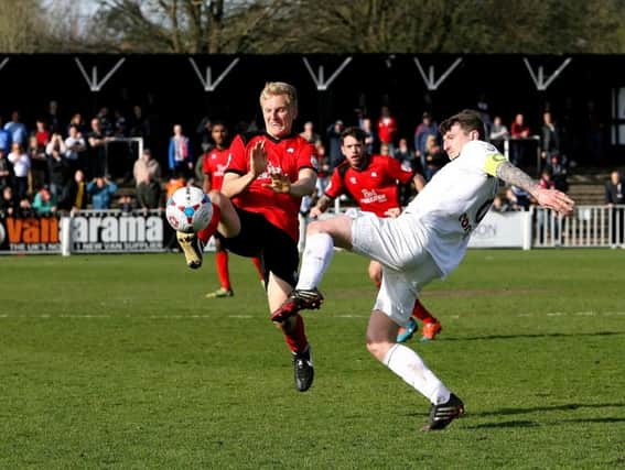 Simon Johnson (left) in action during his Eastbourne Borough days