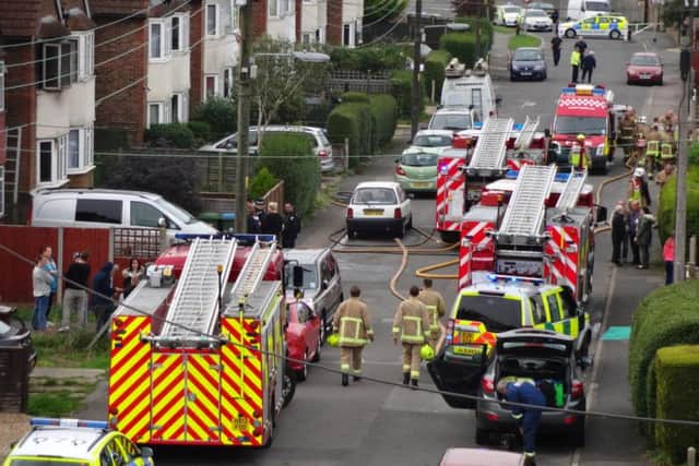 Emergency services attend the fire in Littlehampton. Photo by Eddie Mitchell. SUS-151010-142524001