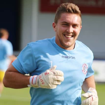 Hastings United goalkeeper Josh Pelling made several good saves during this afternoon's FA Cup defeat at home to Poole Town. Picture courtesy Joe Knight
