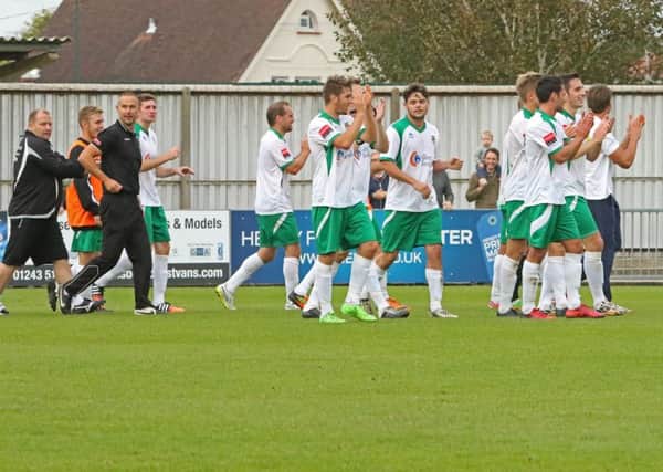 Bognor's players celebrate their win over Oxford City / Picture by Tim Hale