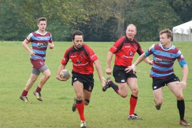 Heath 2nd XV cutting through the Hove defence at speed