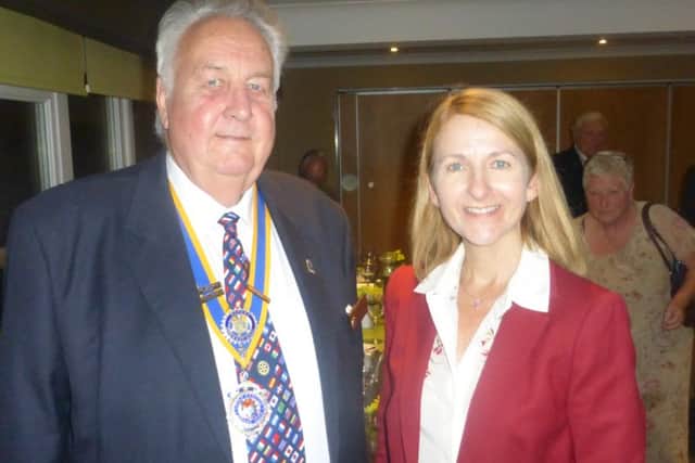 Littlehampton Rotary president Mike Findlay welcomes Katy Bourne, Sussex PCC