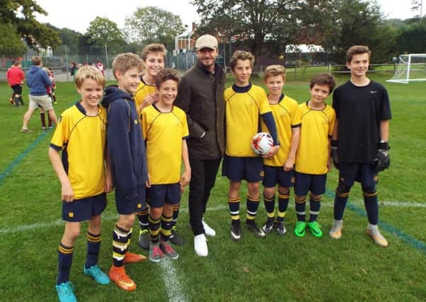 Cranleigh Prep School footballers with David Beckham