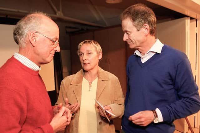 Ian Hare (right) with Amberley Society chairman Grahame Joseph and Maggie Roberts