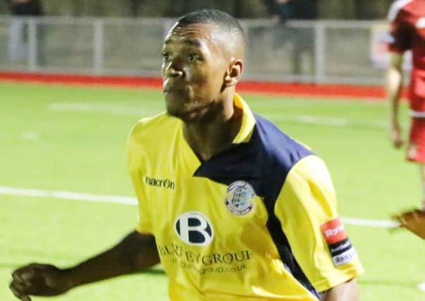 Tyrell Richardson-Brown scored both goals in Hastings United's 2-0 win at home to Walton & Hersham. Picture courtesy Joe Knight