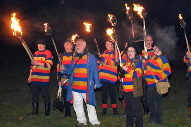 Northiam Bonfire Society 2015 torchlight procession, bonfire  and fireworks October 24th 2015 SUS-151025-122751001
