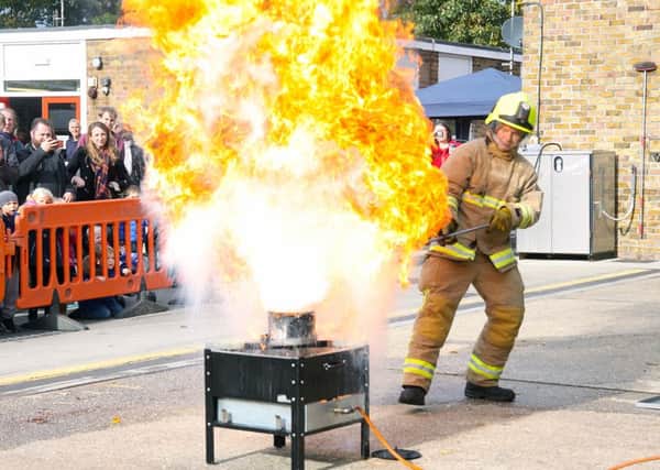 Chip pan fire demonstration