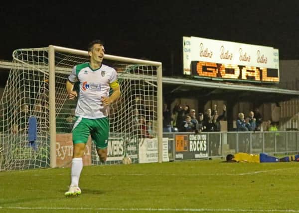 Jason Prior celebrates the opening goal / Picture by Tim Hale
