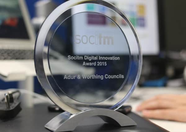 The Socitm award for digital innovation, won by Adur and Worthing councils SUS-151027-083927001