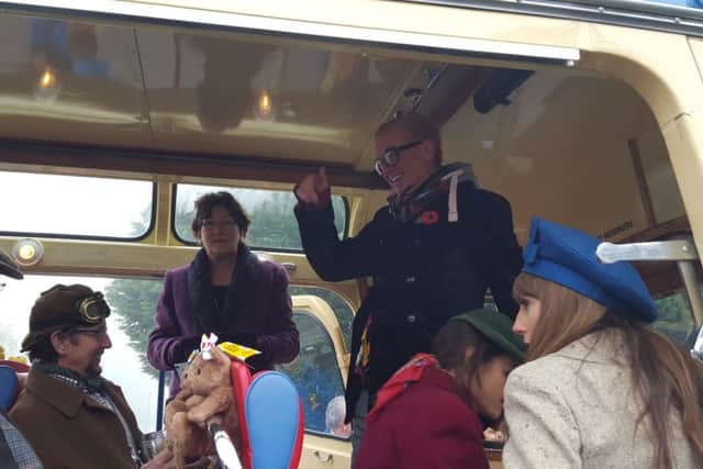 Chris Evans in one of the classic Bedford buses.