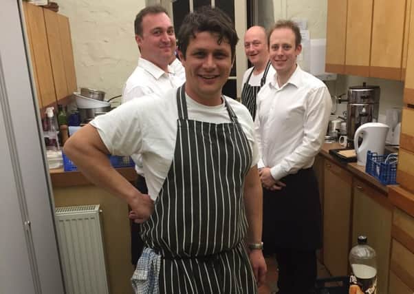 Adam and some of his team in the tiny side kitchen where the meal was actually prepared.