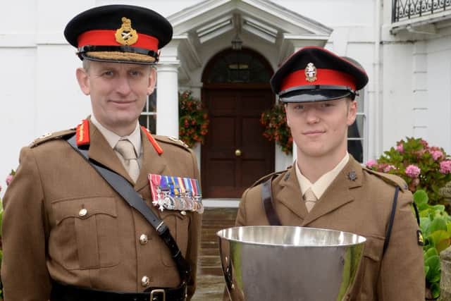 Champion Cadet Max Rogerson with Major General Richard Stanford