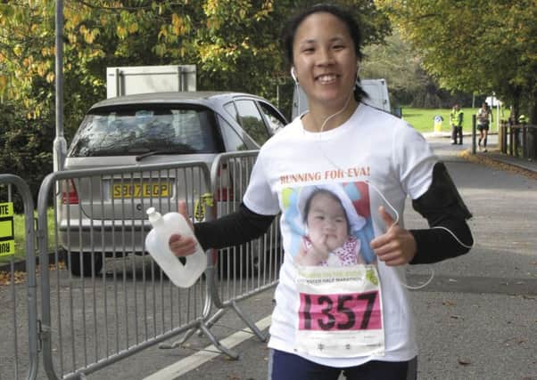 Jenny Ng almost at the finishing line in the Chichester Half Marathon