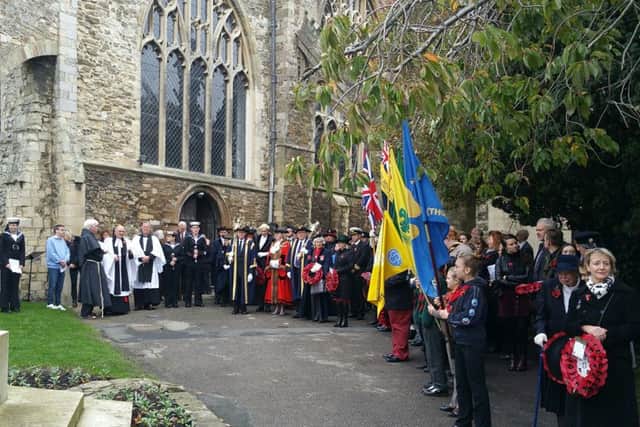 The service outside St Mary's Church