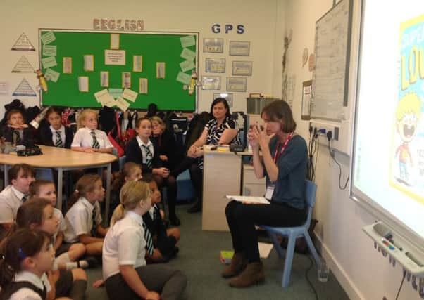 Author Joanna Simmons at Arunside Primary School SUS-151011-105452001