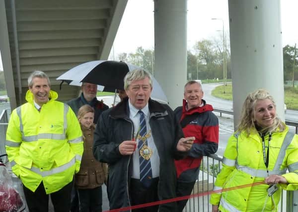 The Whyke Horizon bridge was officially opened by Mayor of Chichester, Councillor Peter Budge SUS-150911-170645001