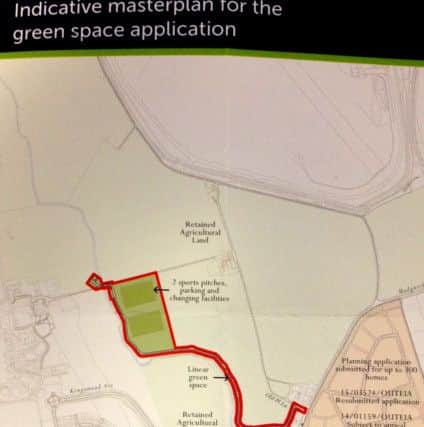 Part of a consultation leaflet showing the proposed new sports pitches