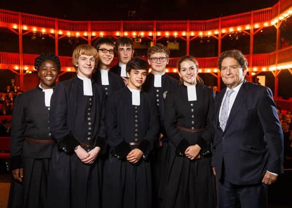 Lord Lawson with Christ's Hospital students. Picture by Toby Phillips SUS-151111-110859001