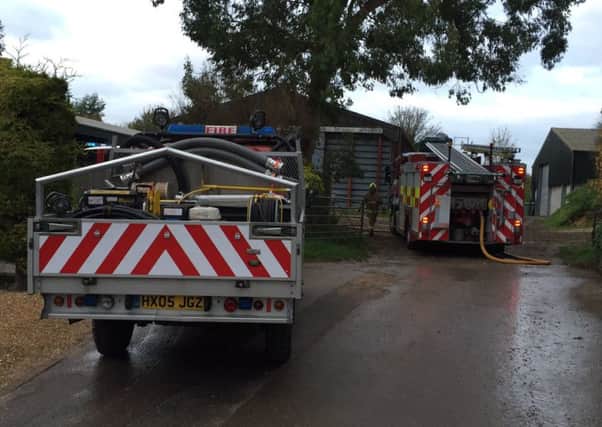 Firefighters from Chichester and Midhurst were called to a fire in farmland in Lavant