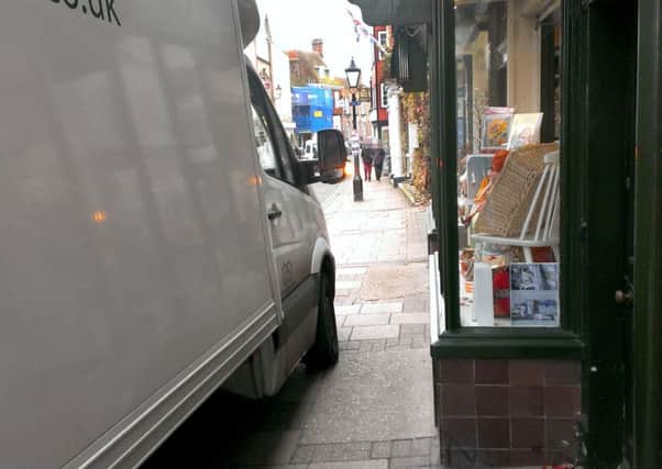 A van parked illegally in Rye