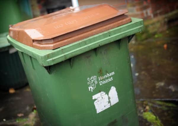 Brown topped garden waste recycling bin