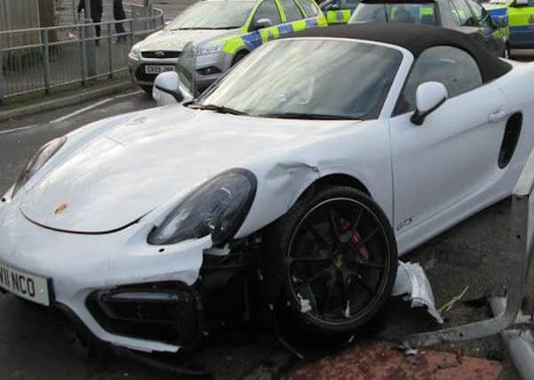 The Porsche Boxster Aiden John O'Brien-Daniels stole from Bexhill and crashed in Hastings after being pursued by police