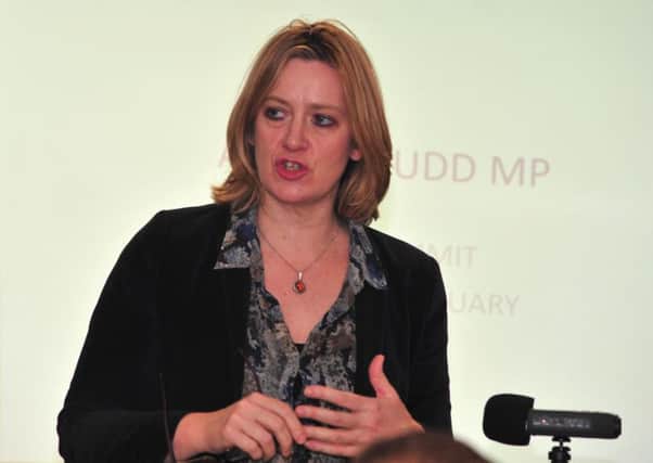Energy and Climate Change Secretary Amber Rudd giving a speech earlier this year