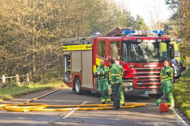 Home catches fire near Crawley. Picture by Eddie Howland