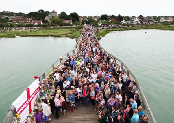 A minute's silence was held on the Old Toll Bridge for the victim's of the airshow crash