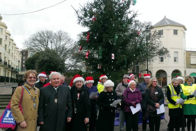 Worthing Rotary Club president Val Turner and mayor Michael Donin, left, at the tree launch