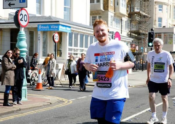 Harry Lehane running in the Brighton Marathon last year, after getting the all clear from cancer MYkFHr5KV9V775HDuH53