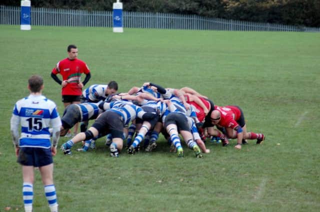 Scrummage action from Hastings & Bexhill's victory over Petersfield on Saturday. Picture courtesy Andy Walding