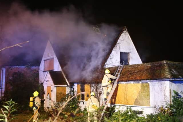 West Sussex Fire and Rescue crews battled the blaze in a derelict building in Lancing on December 2 PICTURE BY EDDIE MITCHELL