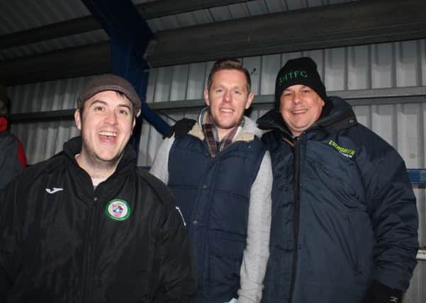 Dave (BHTFC Media man) Club skipper Darren and Colin all smiles at the end.