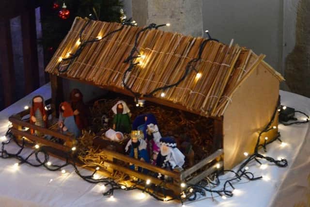 A lit nativity scene at Findon Village Christmas Tree Festival, which attracted almost 800 visitors