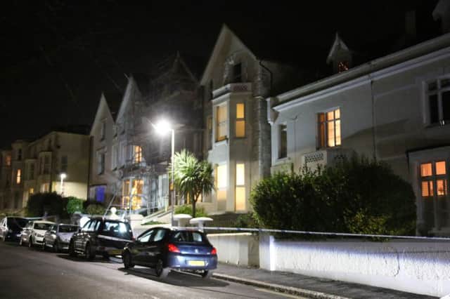 Scenes of Crime Officers (SOCO) at the scene of a triple stabbing in Church Road, St Leonards. Picture by Eddie Mitchell. SUS-150812-100450001