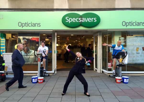 The team at Specsavers, in Montague Street, hosted a cycle marathon and fundraising day for two charities