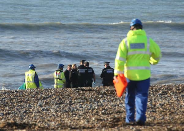 Emergency services at the scene on Shoreham beach on December 4  PICTURE BY EDDIE MITCHELL