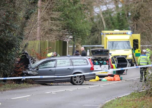 Crash on the A2037 south of Henfield, December 10 2015 Photo by Eddie Mitchell