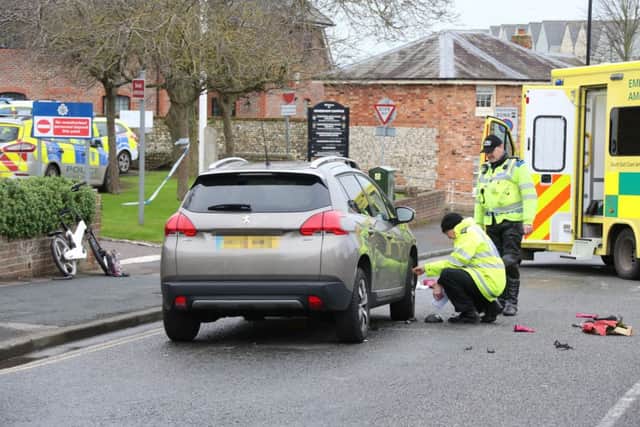 Basin Road, Chichester. Cyclist airlifted. Pictures by Eddie Mitchell SUS-151112-102114001
