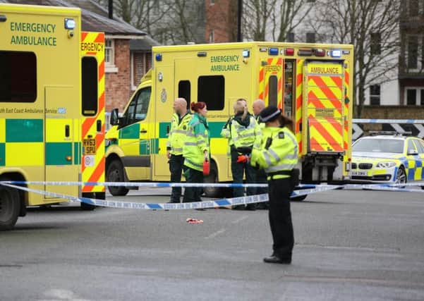 Emergency services at the scene of a crash involving a cyclist in Basin Road, Chichester, on December 11 PICTURE BY EDDIE MITCHELL SUS-151112-121350001
