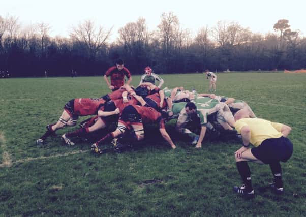 Difficult underfoot conditions made life difficult for the forwards against Horsham II