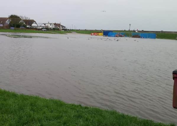 Flooding in the East Beach car park, Selsey