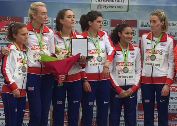The Great Britain junior women's team, including Grace Baker (third-from-left)