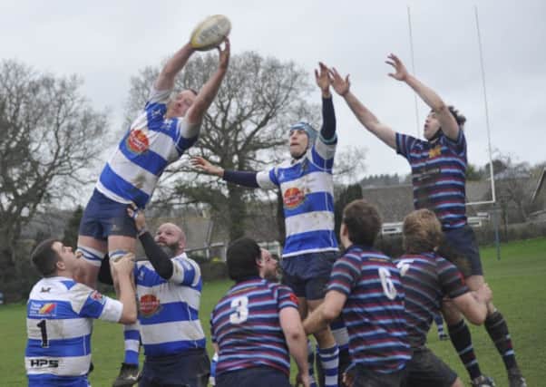 Jimmy Adams claims a lineout during Hastings & Bexhill's victory at home to King's College Hospital last weekend. Picture by Simon Newstead (SUS-151213-103938002)