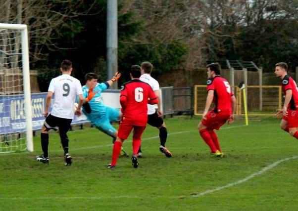 Julian Boniface scores for Pagham against Wick / Picture by Roger Smith