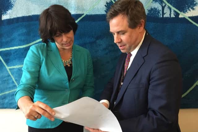 Horsham MP Jeremy Quin with rail minister Claire Perry earlier this year SUS-151222-092438001